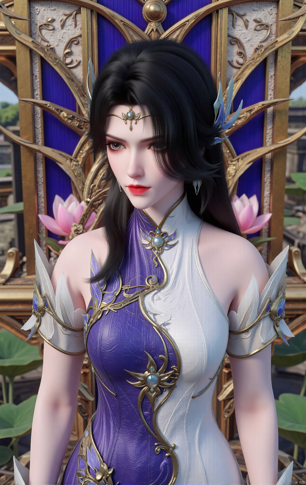  masterpiece,1girl,black hair,(Standing by the lotus pond in the garden:1.3),(hanfu dress:1.3),black eyes,beautiful face,short sleeves,holding flower,looking at viewer,(huge breasts:2.29),(full breasts:1.99),Xxiyouqin,Xqinghe,Xyanqingcheng,Xhongdie,Xcaoying,Xjiziyue