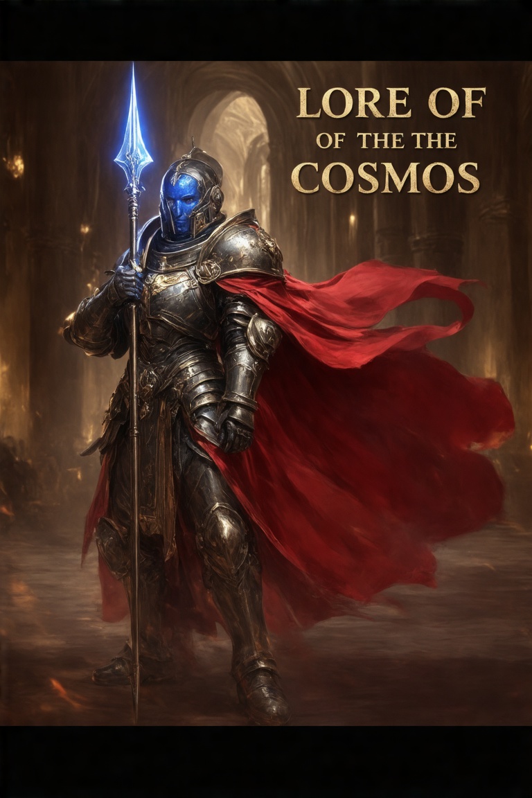 This Warhammer 40k lore reaper portrait is a digital artwork in a fantasy style,  depicting a character named "LORE OF THE...