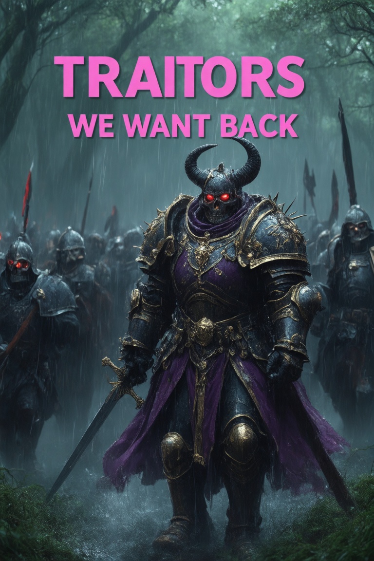 This Warhammer 40K reaper portrait is a digitally created fantasy artwork during a heavy rain shower featuring a dramatic...