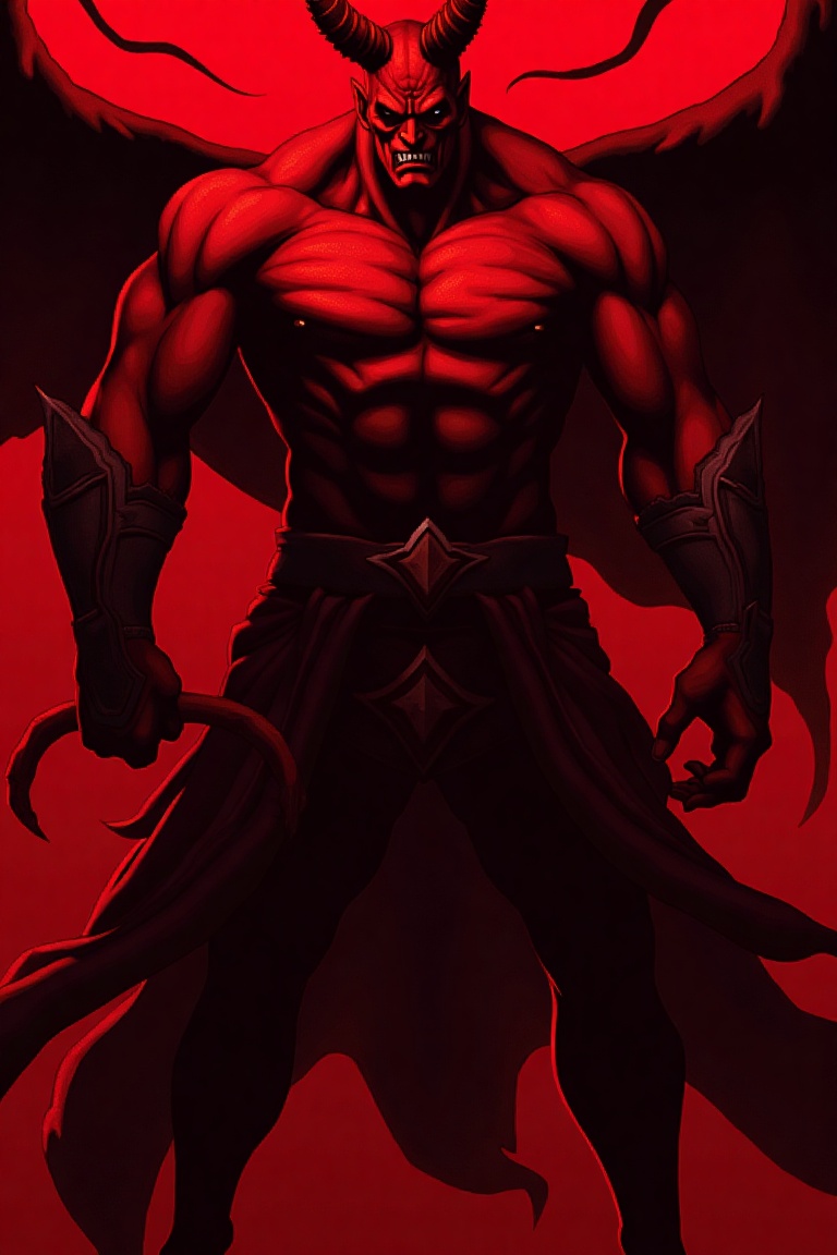 An animated image of red demon,  epic_pixelart on Tensor.Art