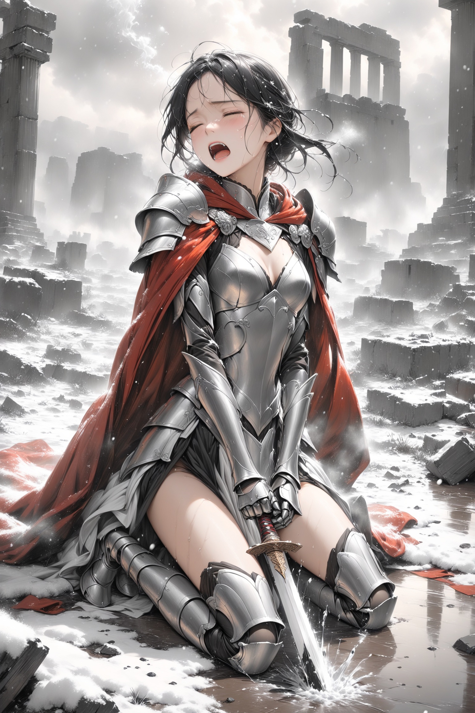 solo,  open mouth,  black hair on Tensor.Art