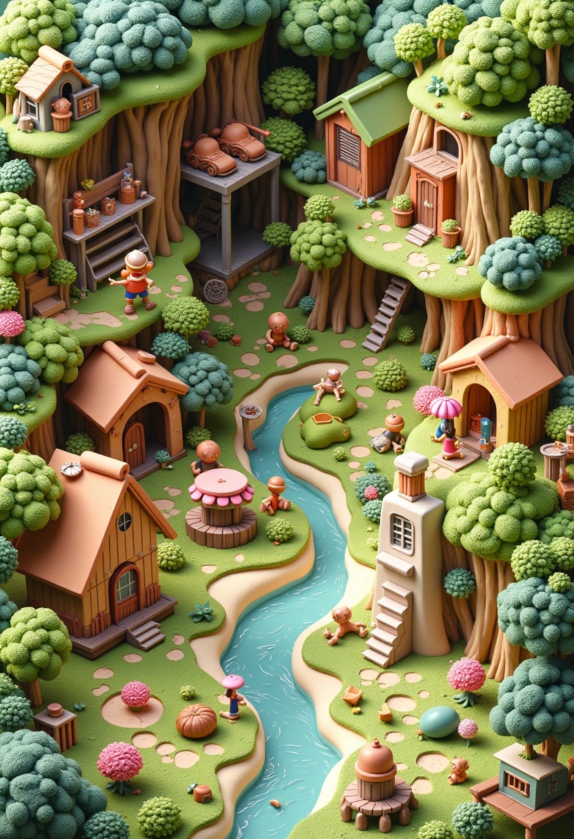 isometric illustrations,  3D clay style,  hand crafted feel on Tensor.Art