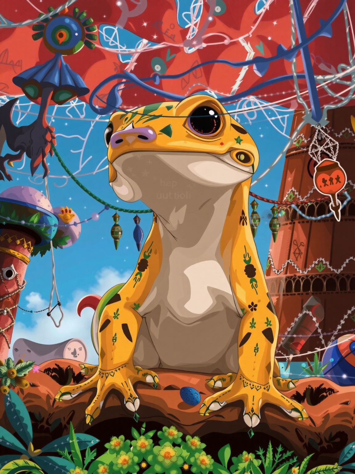 pokemon style Gecko,  Summer,  close-up on Tensor.Art