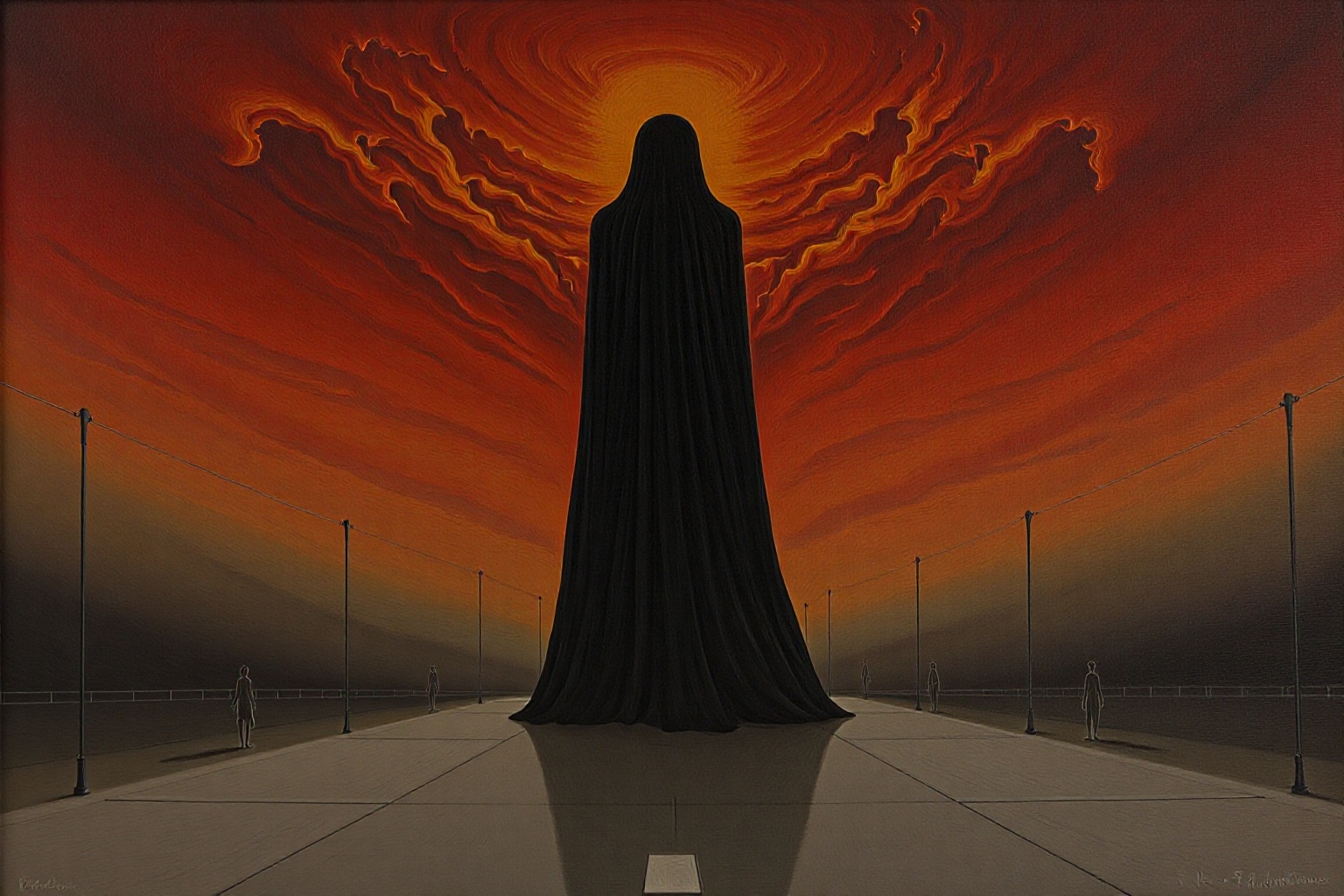 A towering,  faceless figure draped in heavy,  flowing fabric on Tensor.Art