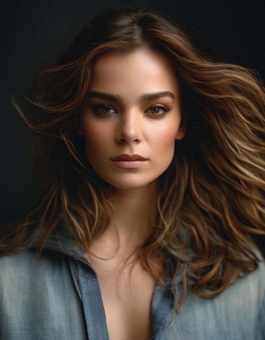 hail33s,  Create a high-resolution,  hyper-realistic close-up portrait of a woman with a casual yet confident demeanor. He...