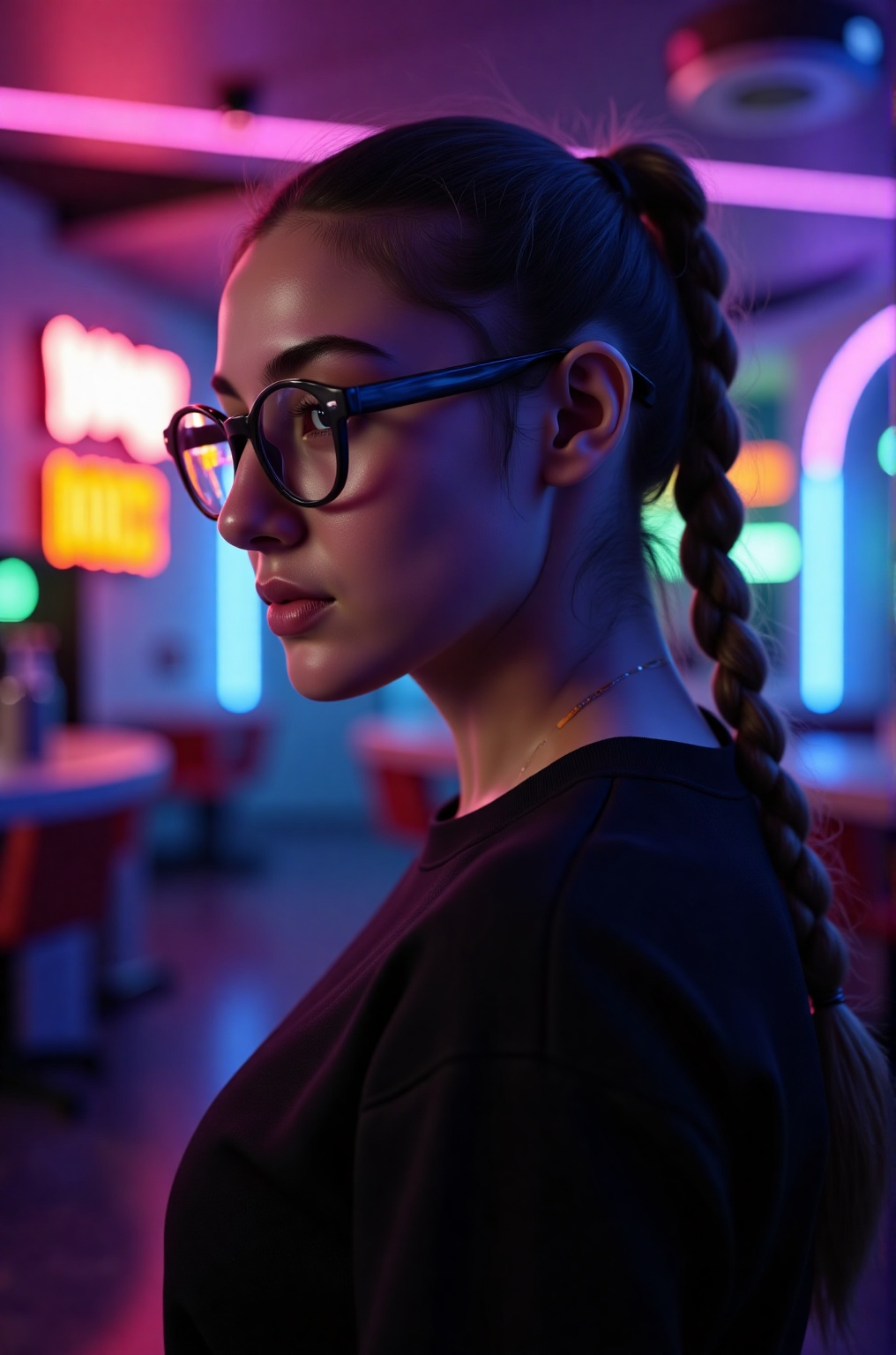 1girl,  18 year old,  big eye glasses on Tensor.Art