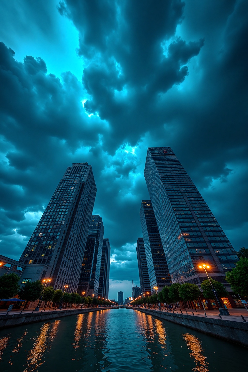 Stormy_Cloudscape,  This compelling image captures a striking view of a city as a storm sets in,  casting a dramatic and m...