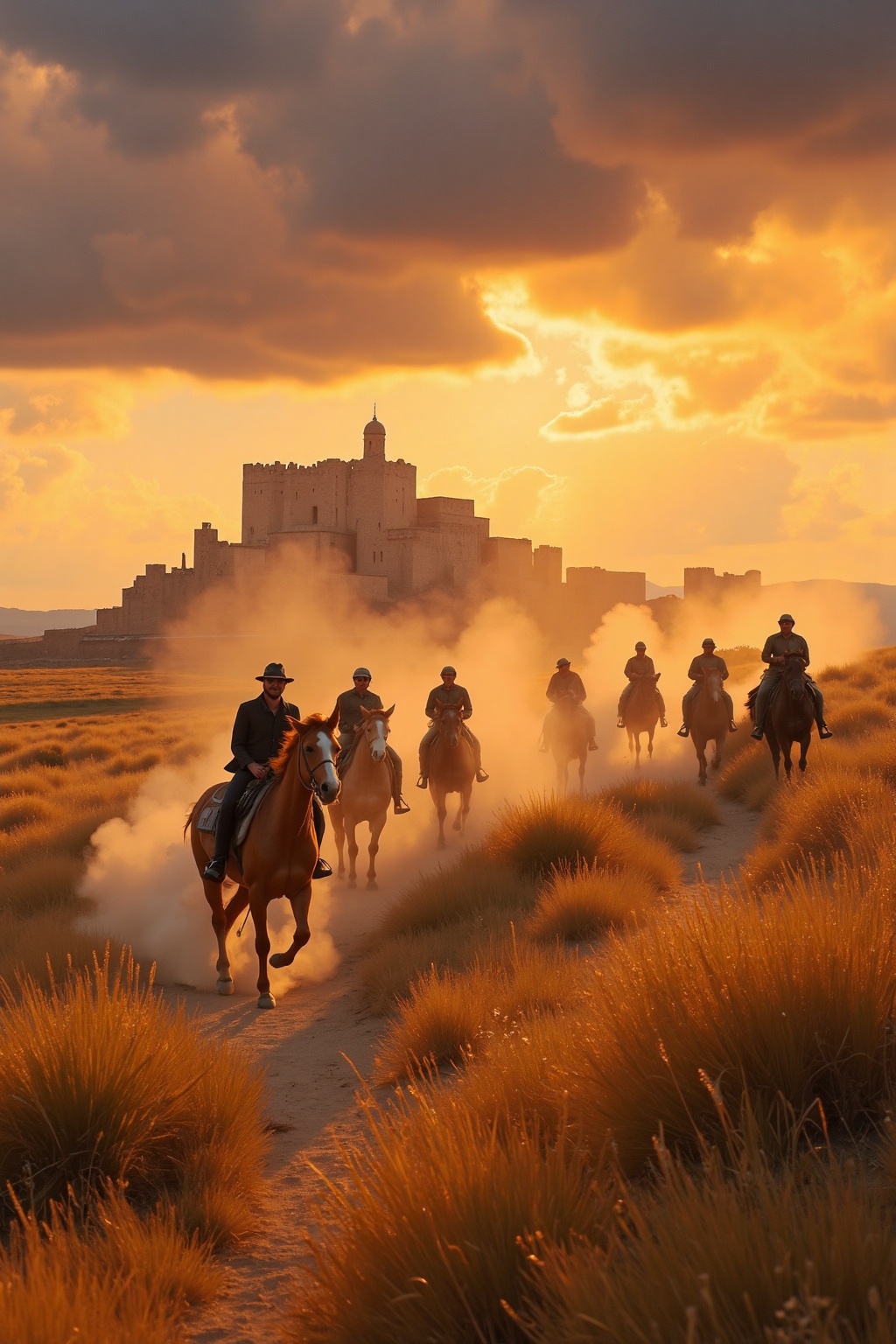 cinematic_affect,  As the sun sets,  casting a golden glow across the landscape on Tensor.Art