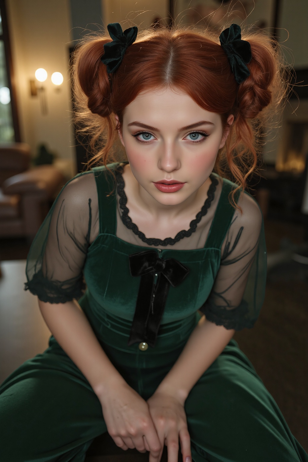 cinematic shot,  shallow depth of field,  a captivating 30yo caucasian lolita girl with rose gold curls on Tensor.Art