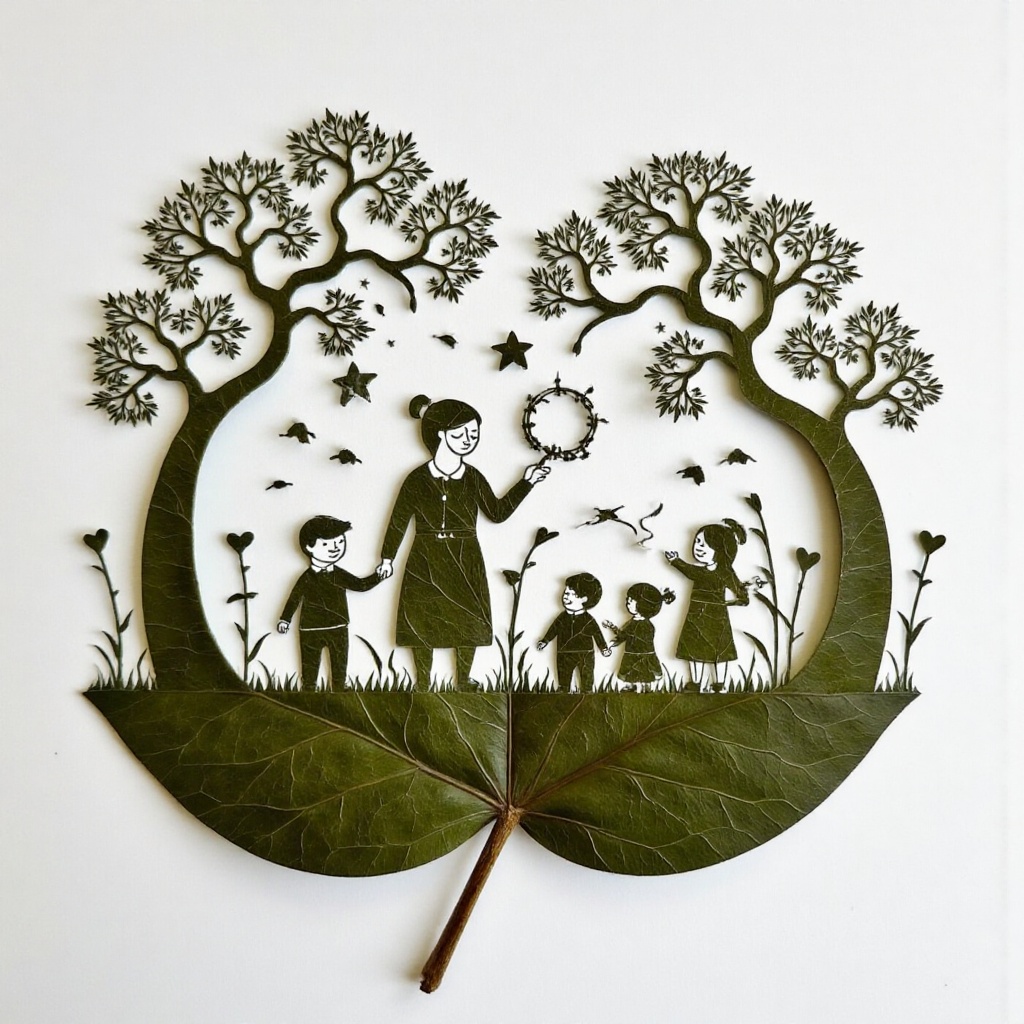 leave Art masterpiece,  detailed,  teacher and pupils on the Teacher's Day. on Tensor.Art
