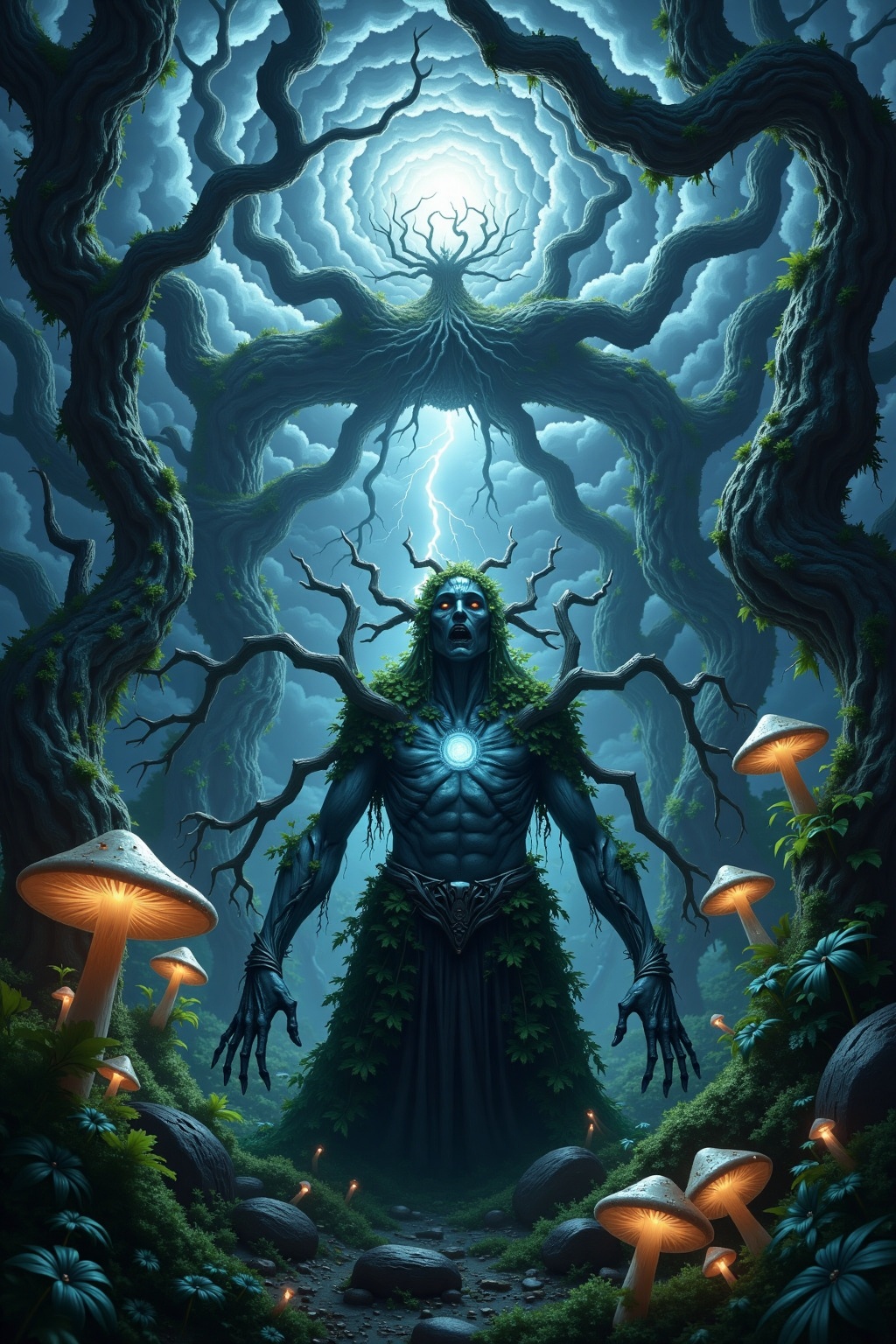 h0rr0r_art,  A dark forest at night,  with twisted on Tensor.Art