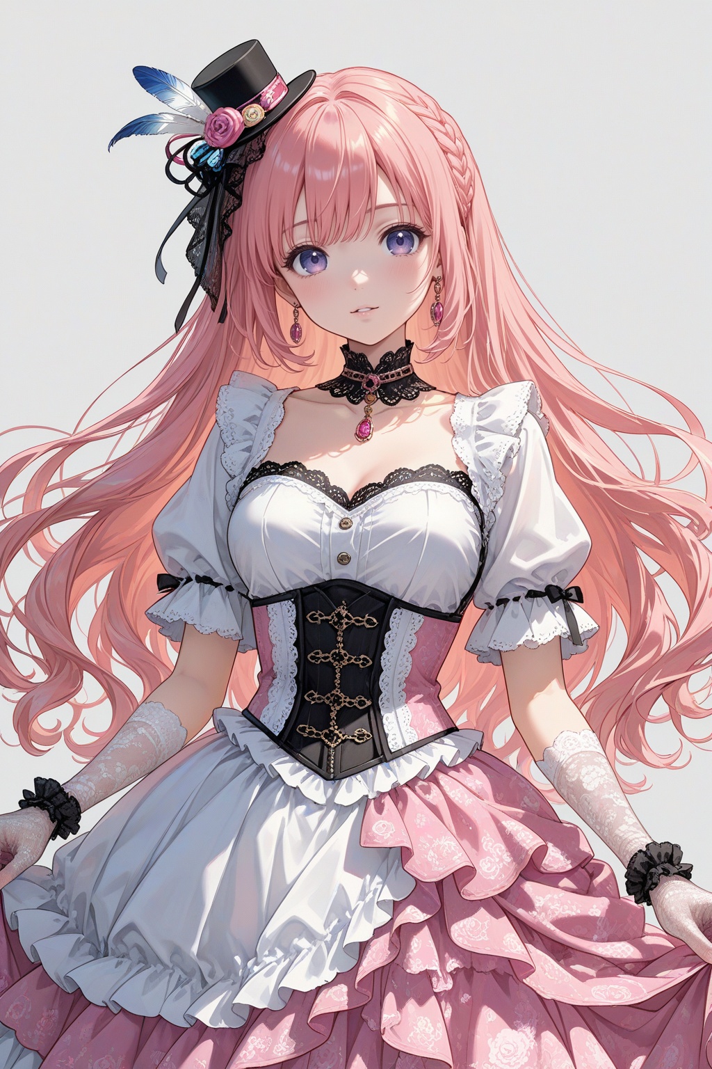 1girl,  A girl in baroque style Harajuku Lolita fashion,  with an emo theme on Tensor.Art