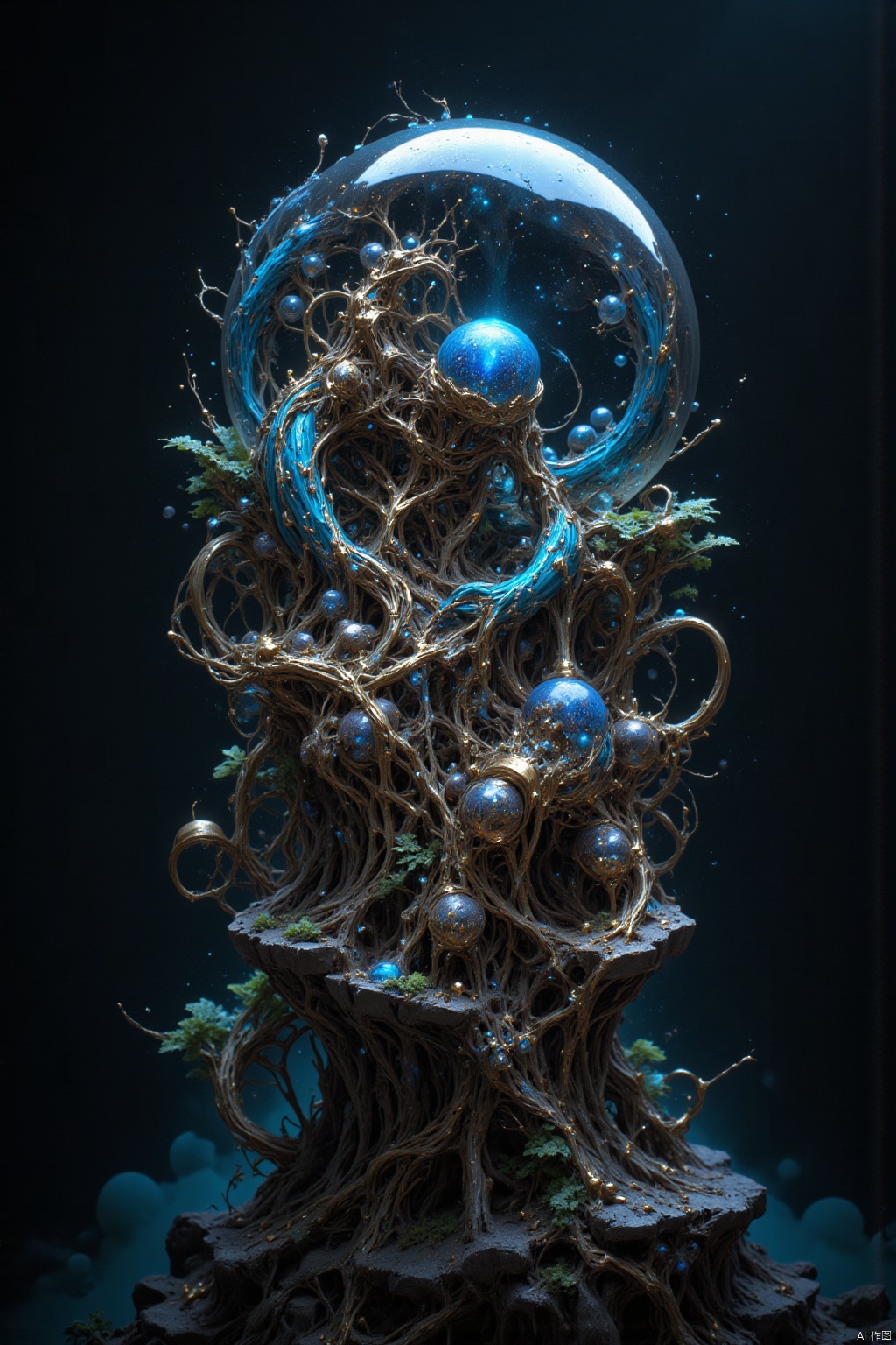highly detailed image of a synapse galaxy in space,ethereal,delicate, grim, encapsulated inside of a crystal pill, extremely high quality image, HDR, fantasy, photo  Centered in Perfect Composition, Complex Details Showing Unique and epic Elements, Very Detailed Digital Painting, Dramatic Lighting, Very Realistic, dark space, dark fantasy