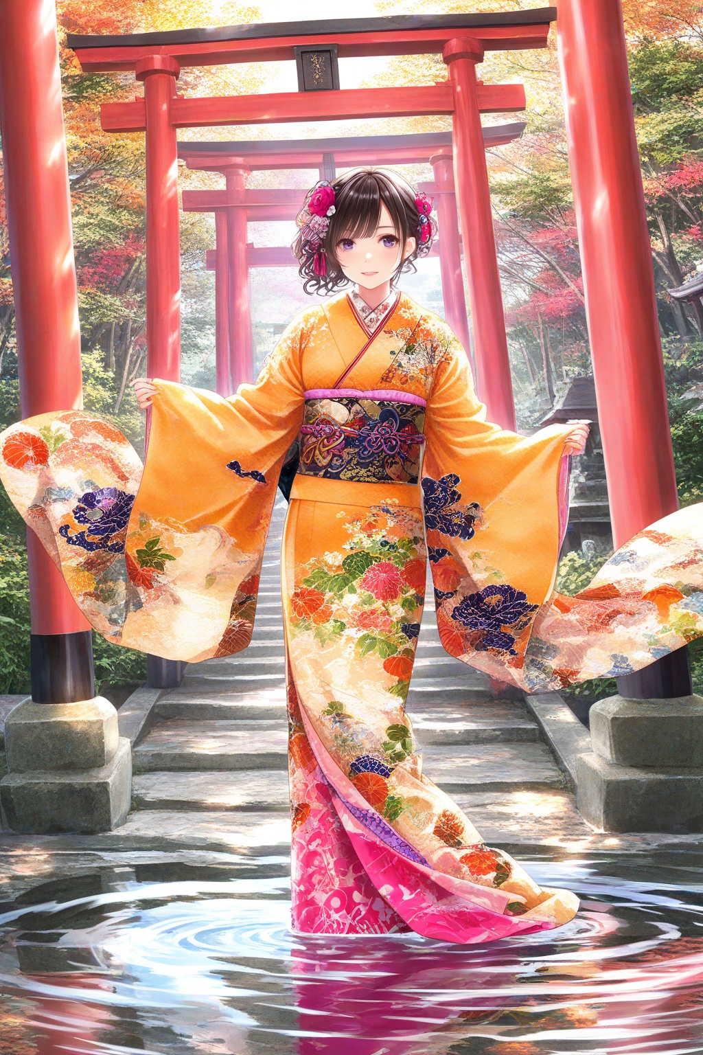 1girl,  kimono,  dragon_embroidery on Tensor.Art