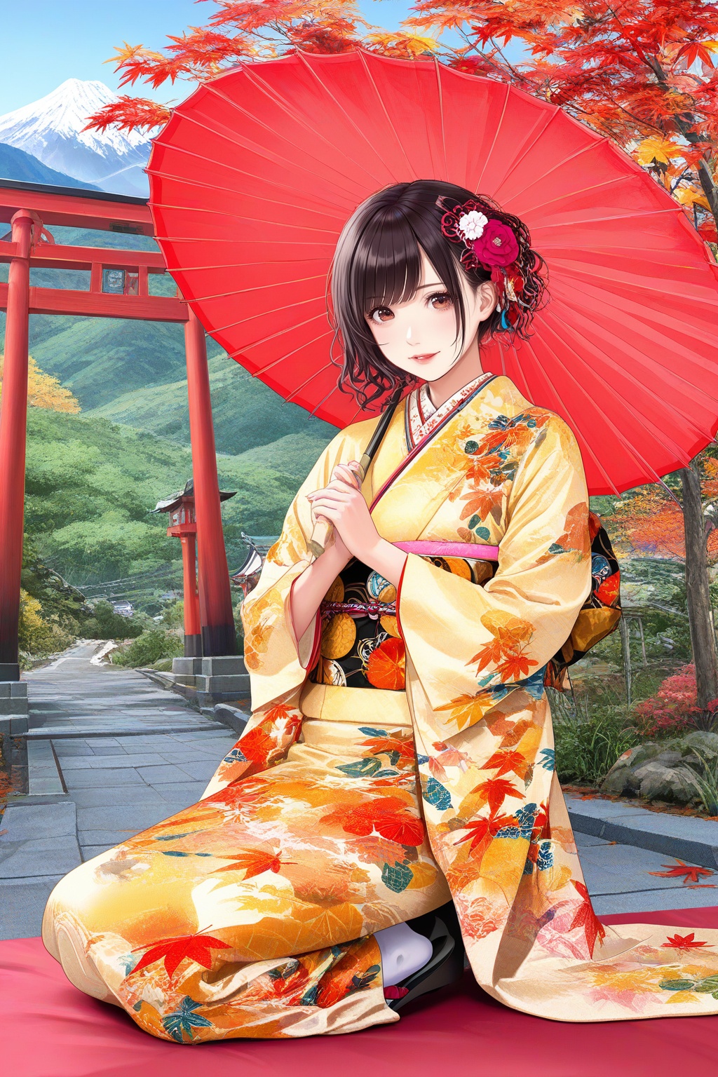 1girl,  kimono,  vibrant_colors on Tensor.Art