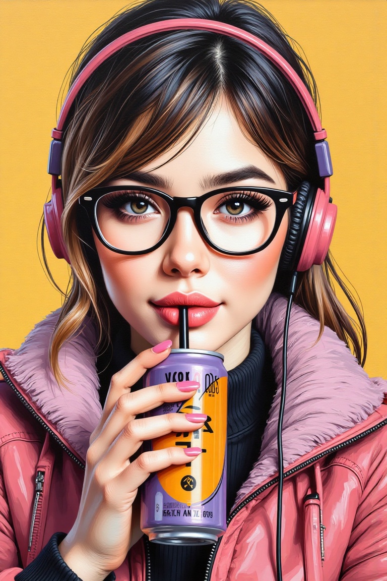 simple oil red and yellow painting style,  minimalist manga,  wear spectacles glasses on Tensor.Art