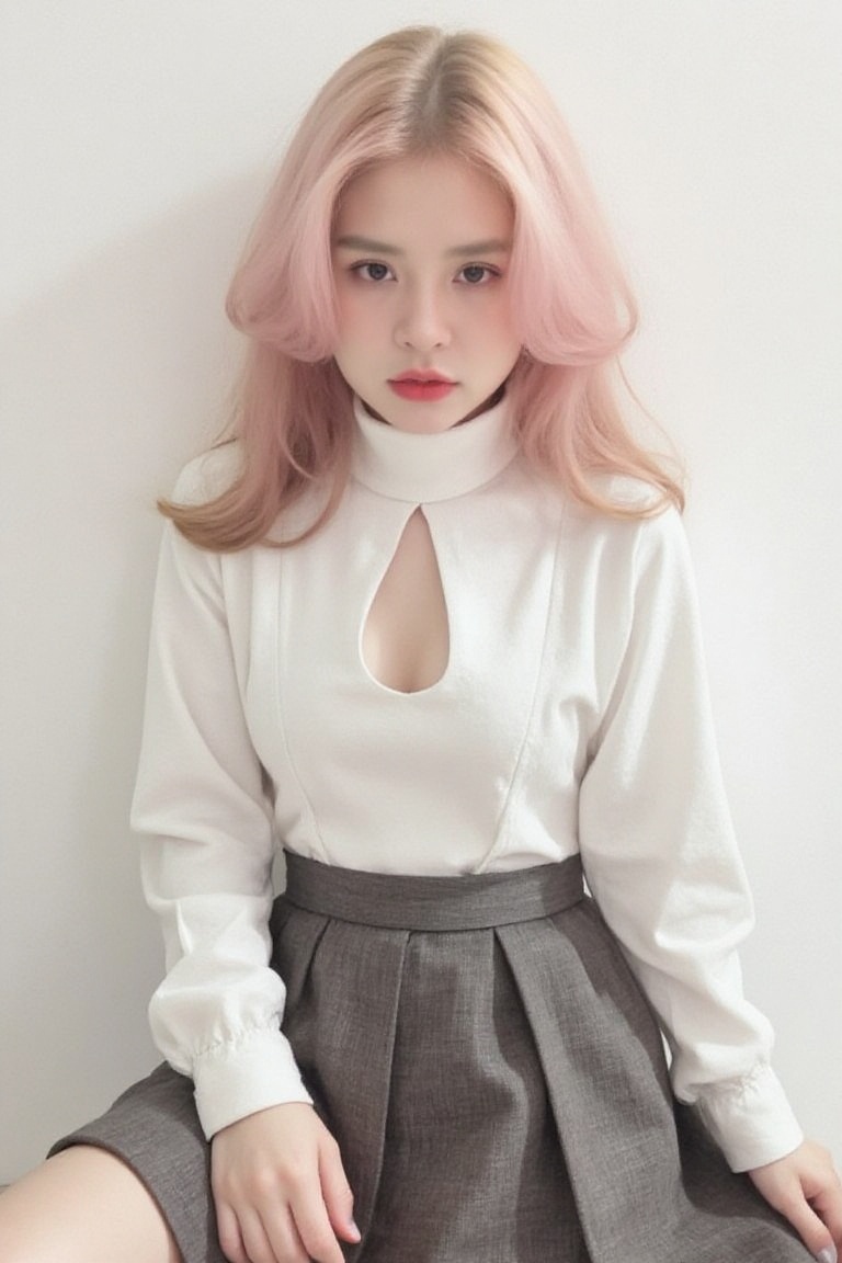 1girl,  thigh up,  pink hairstyle on Tensor.Art