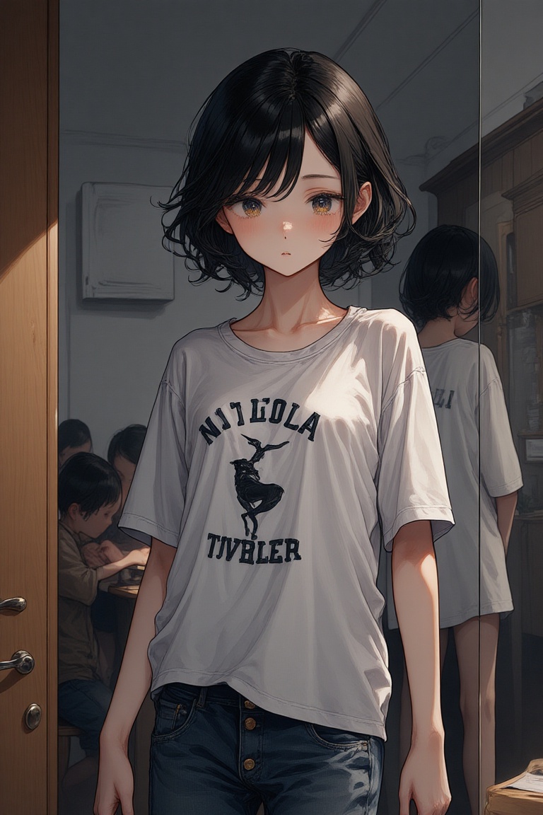 beautiful girl,  full body,  t-shirt on Tensor.Art