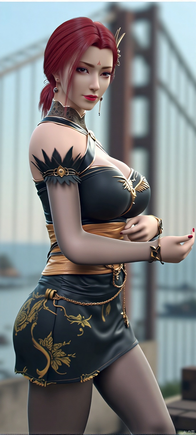 (high definition, Best quality, masterpiece, 4K, exquisite skin), YaFei, solo, seaside, (cowboy_shot), learning forward
