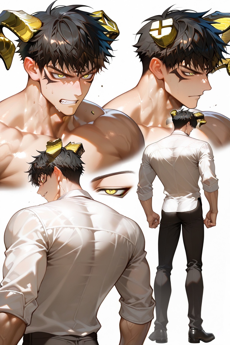( reference sheet,  multiple views),  front view on Tensor.Art