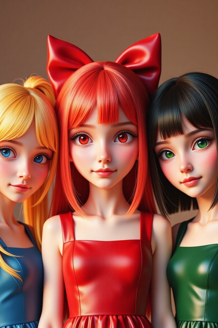 hyper realistic,  3girls,  inspired by the Powerpuff girls on Tensor.Art