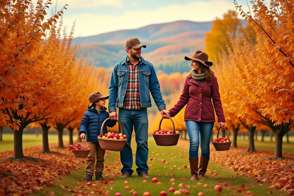 Captured at eye-level,  a medium-angle shot captures a vibrant autumn scene,  featuring a man on Tensor.Art
