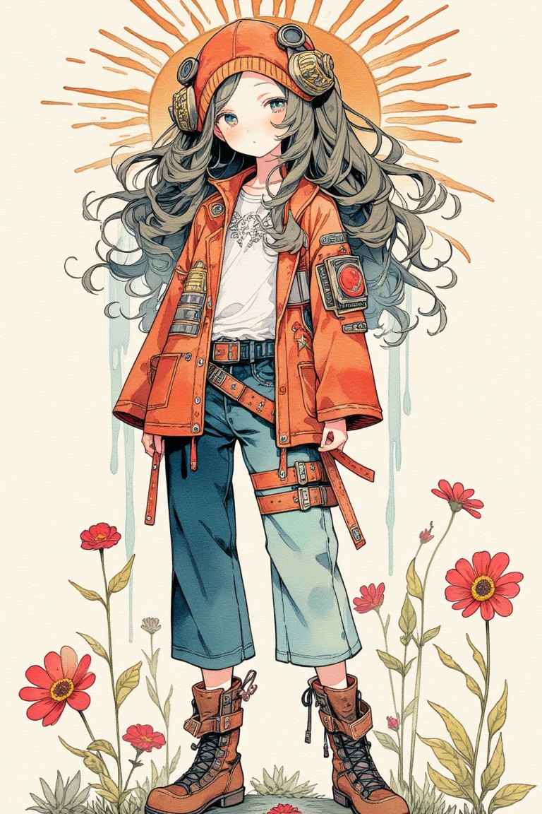flat color,  2d illustration,  1girl on Tensor.Art