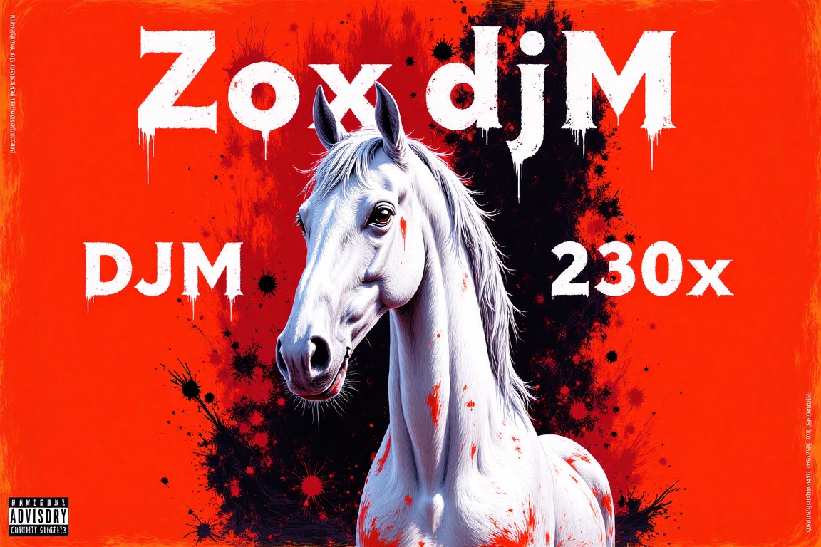 An album cover with the title "ZoxdjM" written in a bold,  white font. The background of the album cover is a vibrant oran...