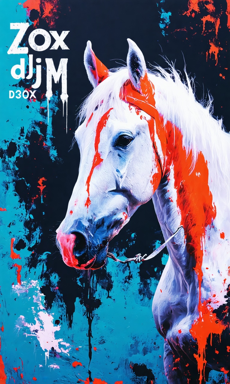 An album cover with the title "ZoxdjM" written in a bold,  white font. The background of the album cover is a vibrant oran...