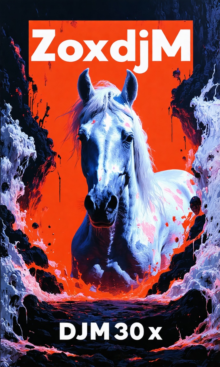 An album cover with the title "ZoxdjM" written in a bold,  white font. The background of the album cover is a vibrant oran...