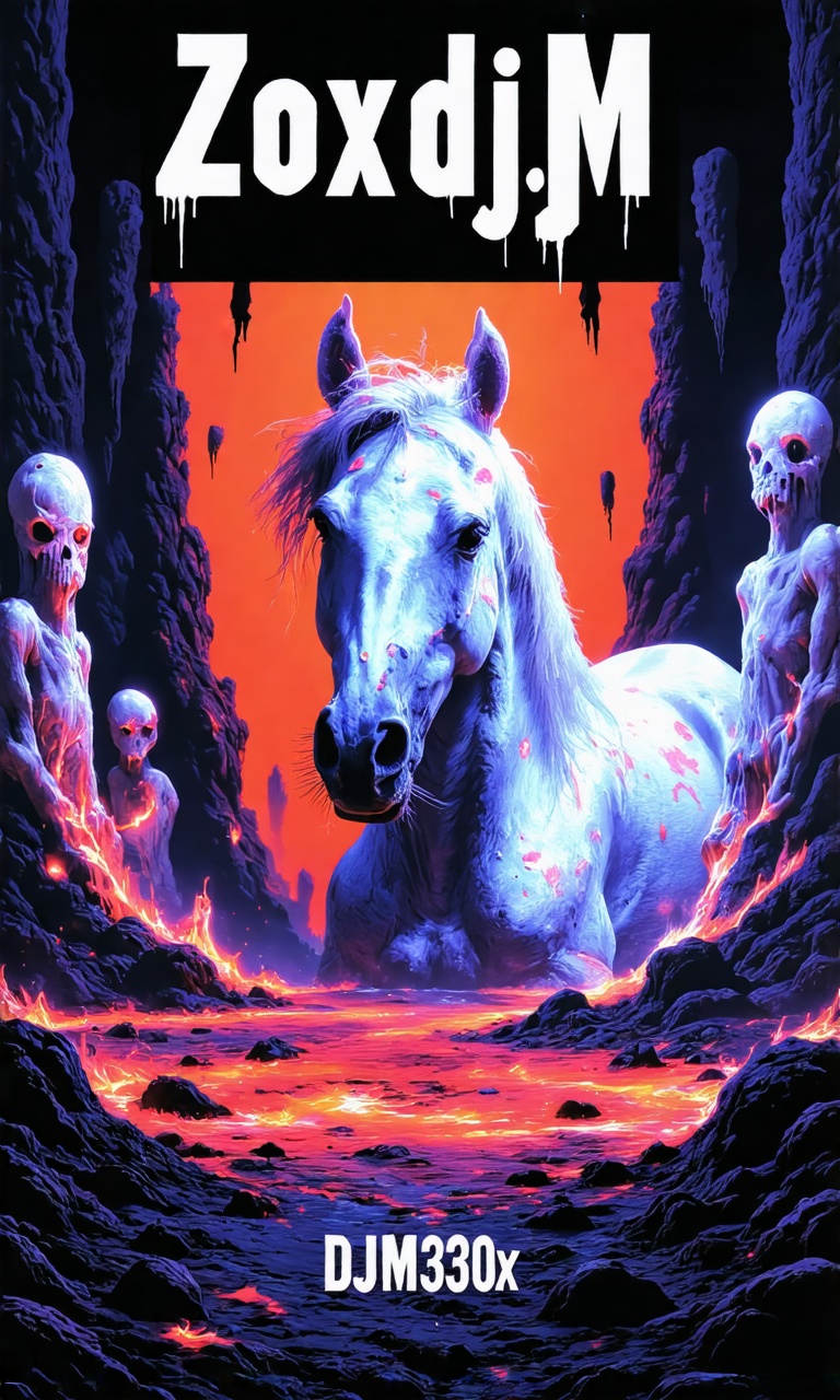 An album cover with the title "ZoxdjM" written in a bold,  white font. The background of the album cover is a vibrant oran...