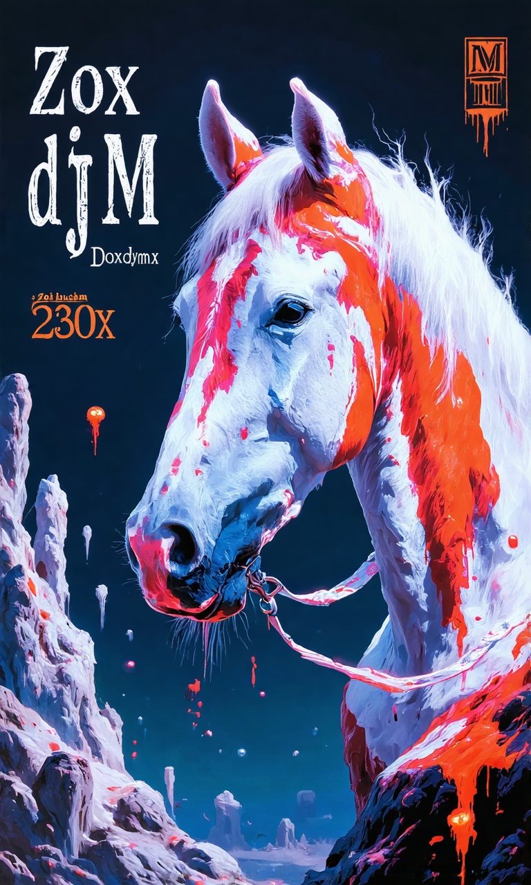 An album cover with the title "ZoxdjM" written in a bold,  white font. The background of the album cover is a vibrant oran...