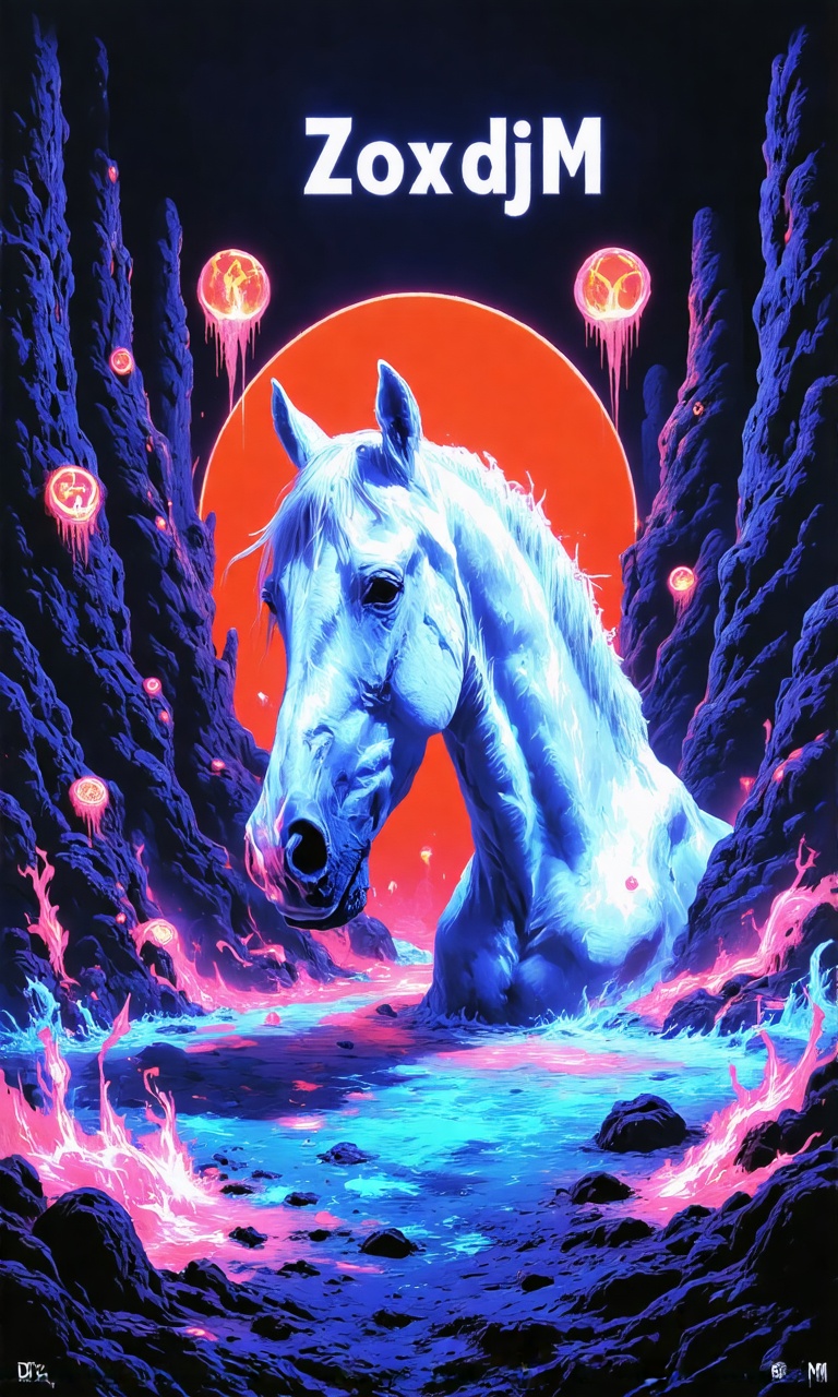 An album cover with the title "ZoxdjM" written in a bold,  white font. The background of the album cover is a vibrant oran...