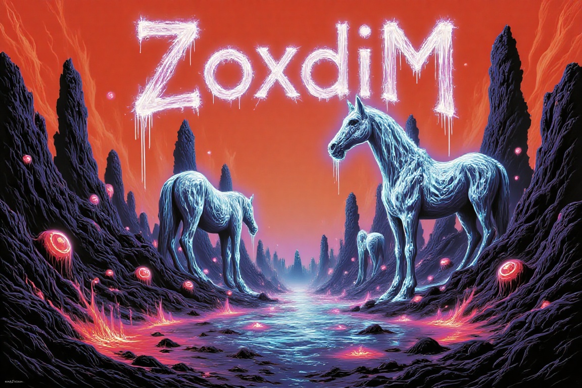 An album cover with the title "ZoxdjM" written in a bold,  white font. The background of the album cover is a vibrant oran...