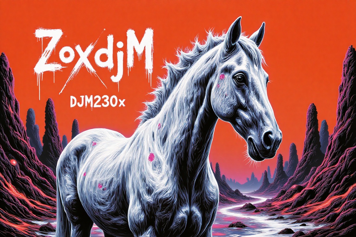 An album cover with the title "ZoxdjM" written in a bold,  white font. The background of the album cover is a vibrant oran...