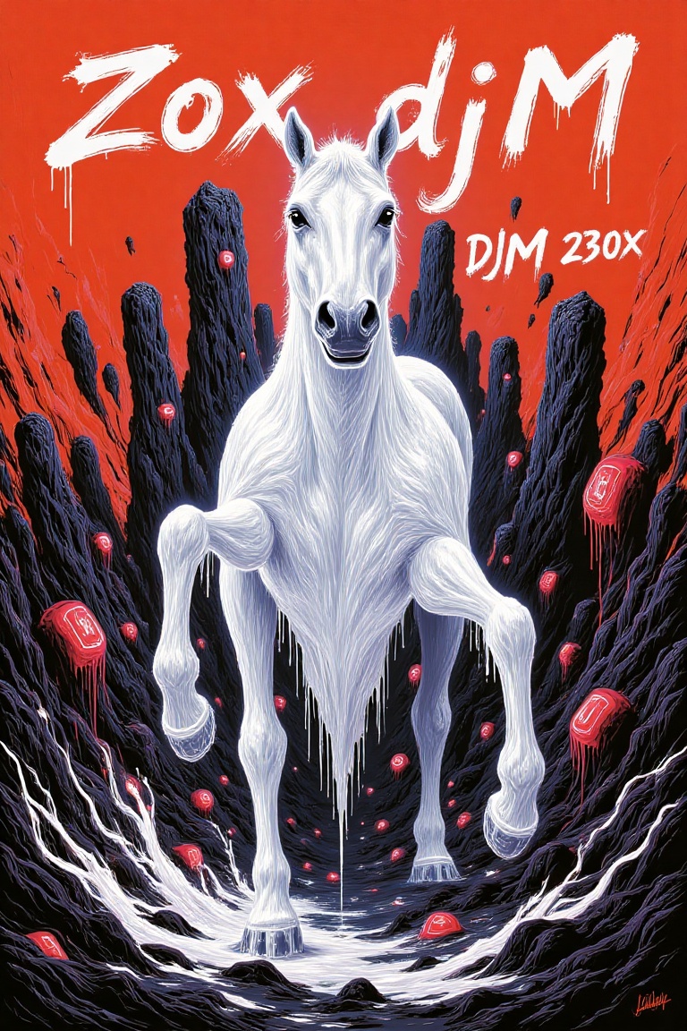 An album cover with the title "ZoxdjM" written in a bold,  white font. The background of the album cover is a vibrant oran...