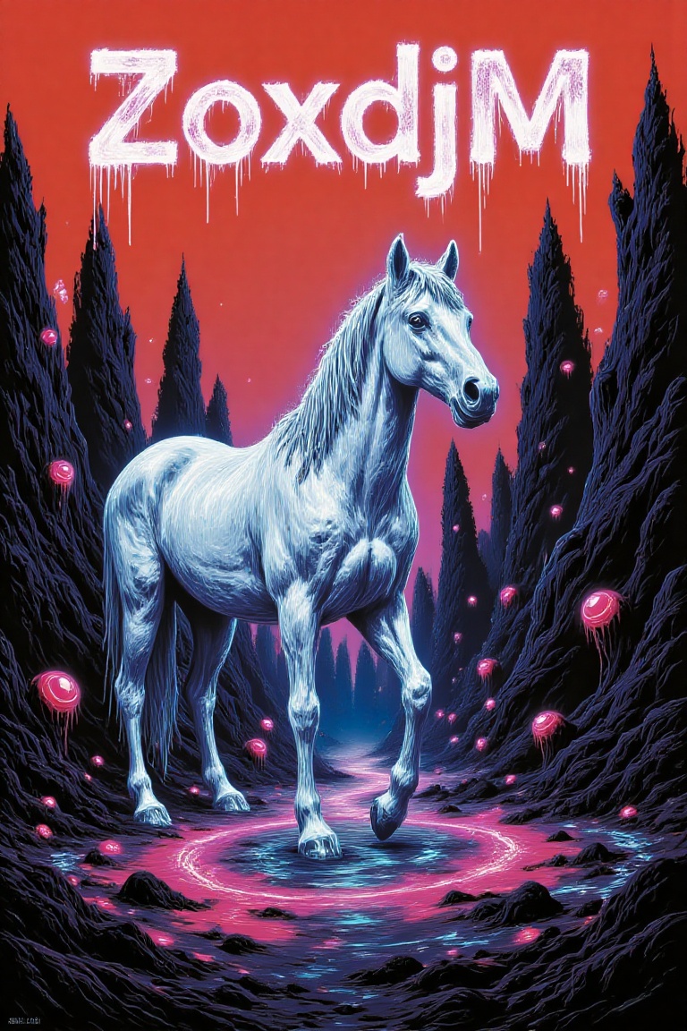 An album cover with the title "ZoxdjM" written in a bold,  white font. The background of the album cover is a vibrant oran...