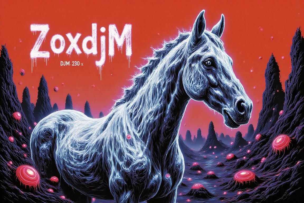 An album cover with the title "ZoxdjM" written in a bold,  white font. The background of the album cover is a vibrant oran...