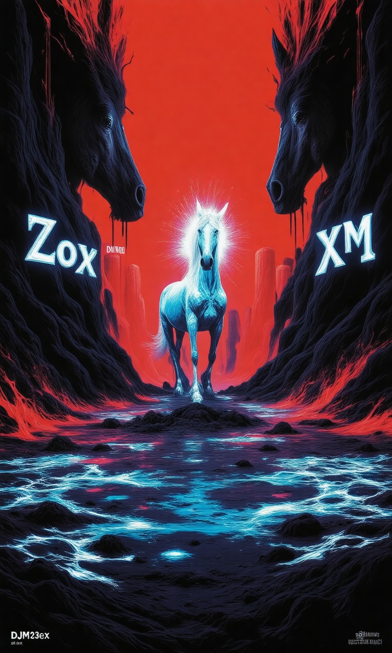 An album cover with the title "ZoxdjM-X1" written in a bold,  white font. The background of the album cover is a vibrant o...