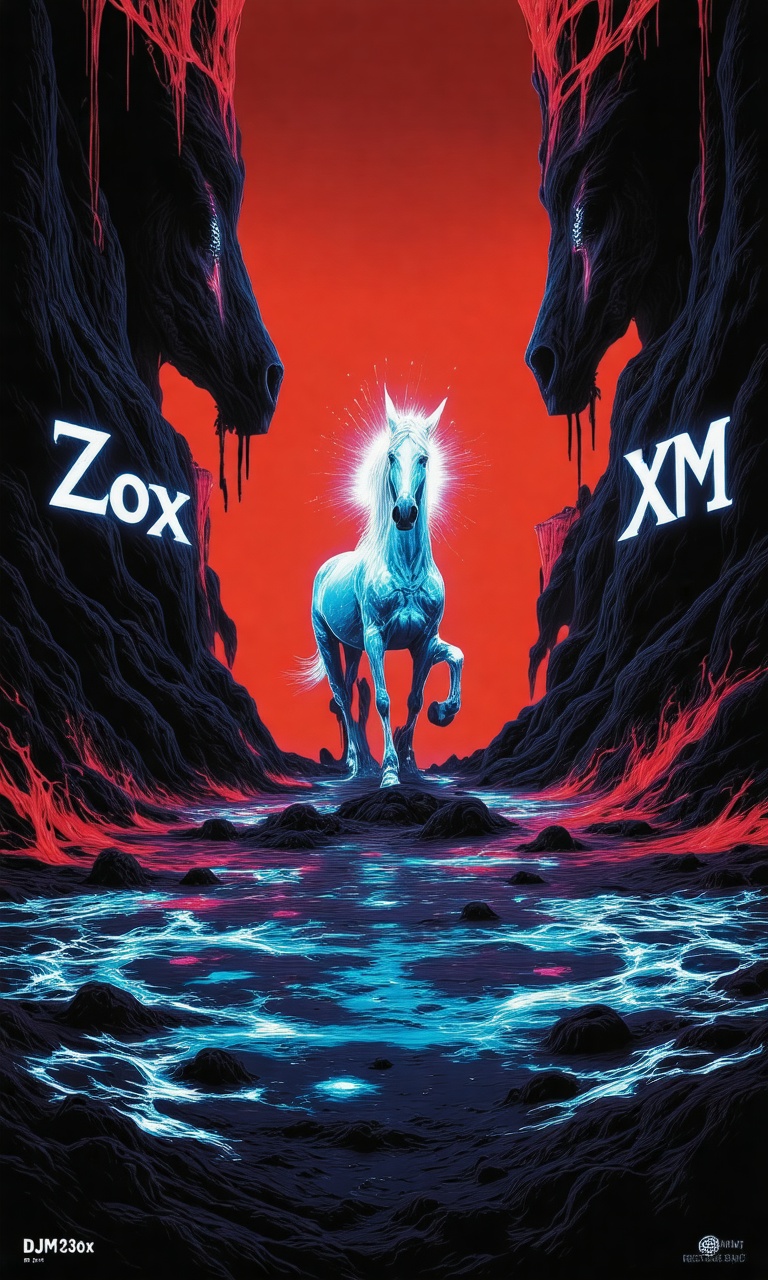 An album cover with the title "ZoxdjM-X1" written in a bold,  white font. The background of the album cover is a vibrant o...