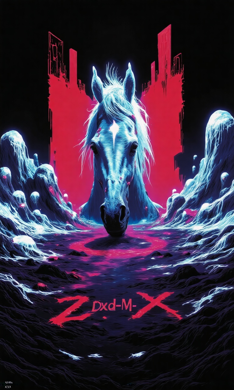 An album cover with the title "ZoxdjM-X1" written in a bold,  white font. The background of the album cover is a vibrant o...