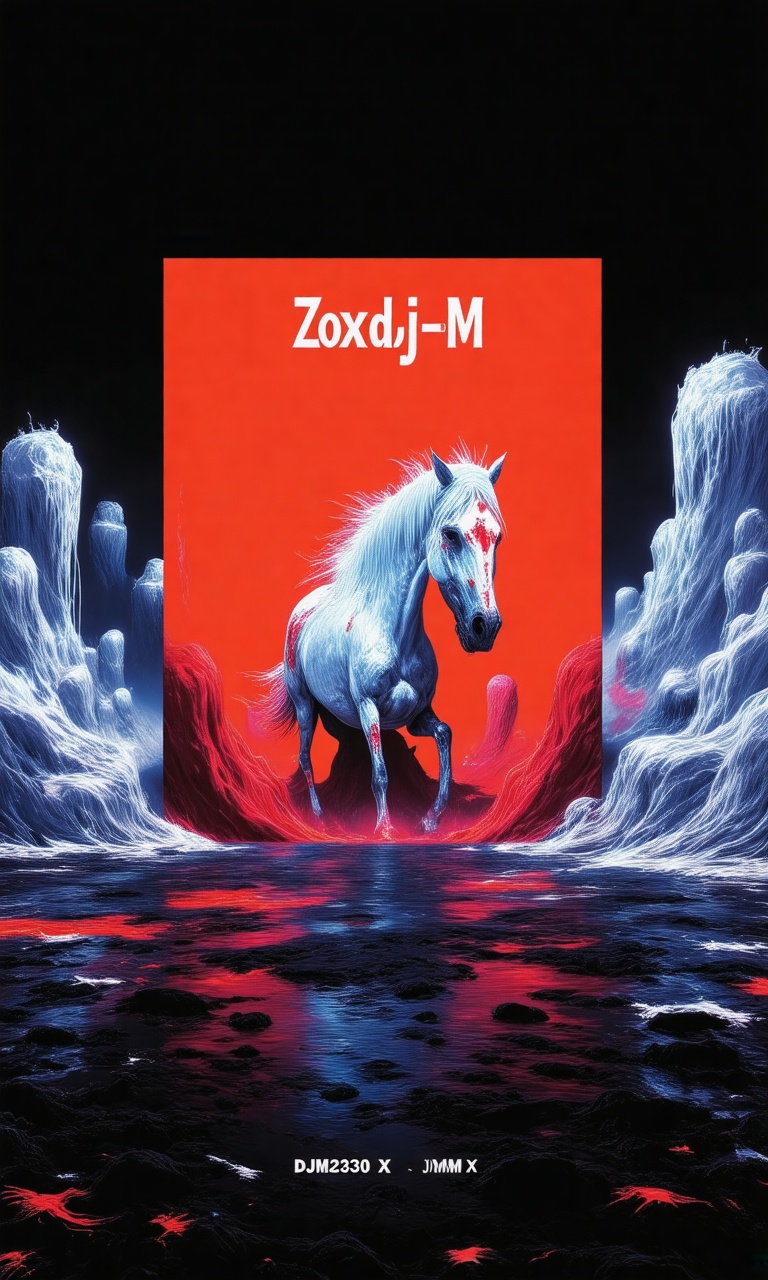An album cover with the title "ZoxdjM-X1" written in a bold,  white font. The background of the album cover is a vibrant o...