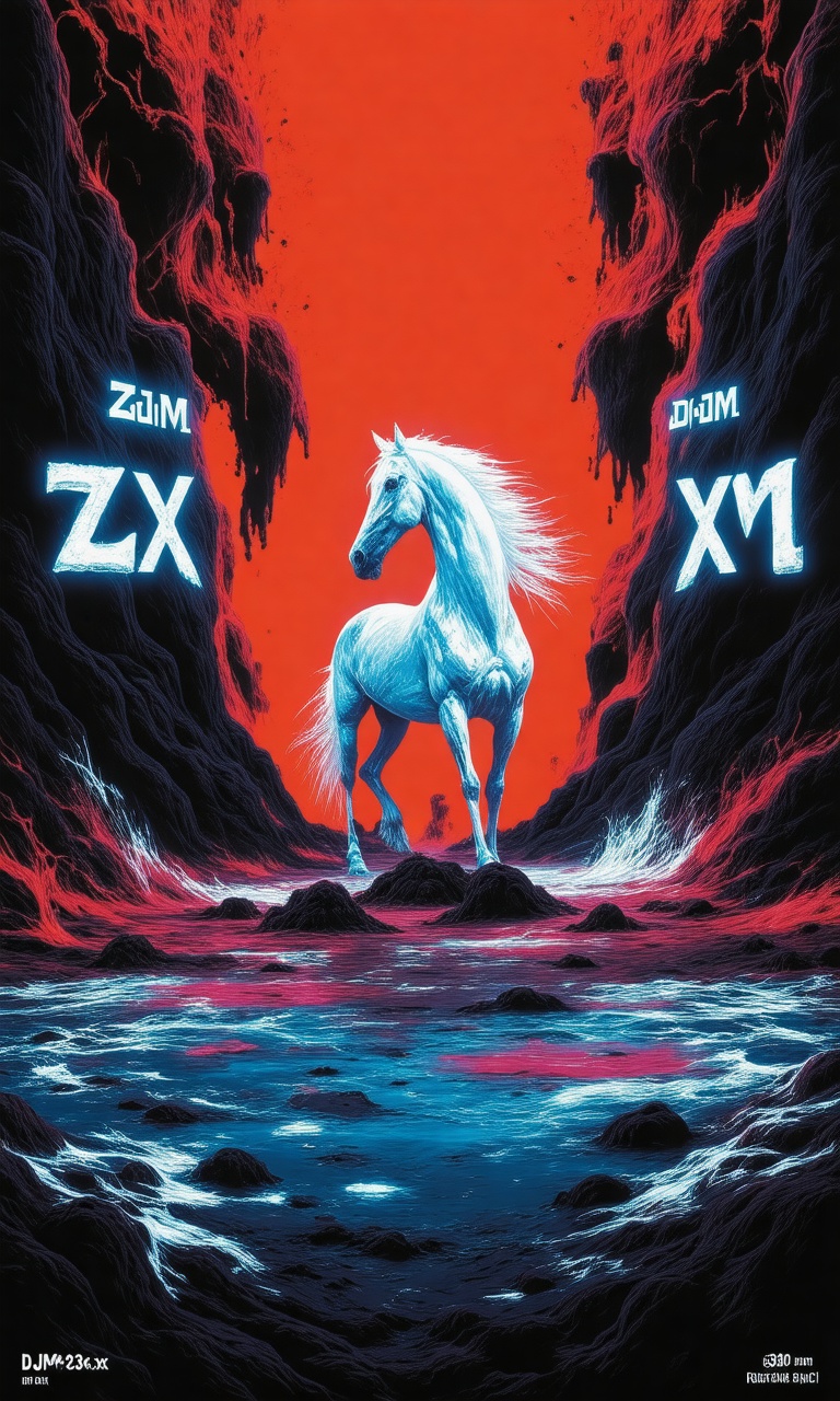 An album cover with the title "ZoxdjM-X1" written in a bold,  white font. The background of the album cover is a vibrant o...