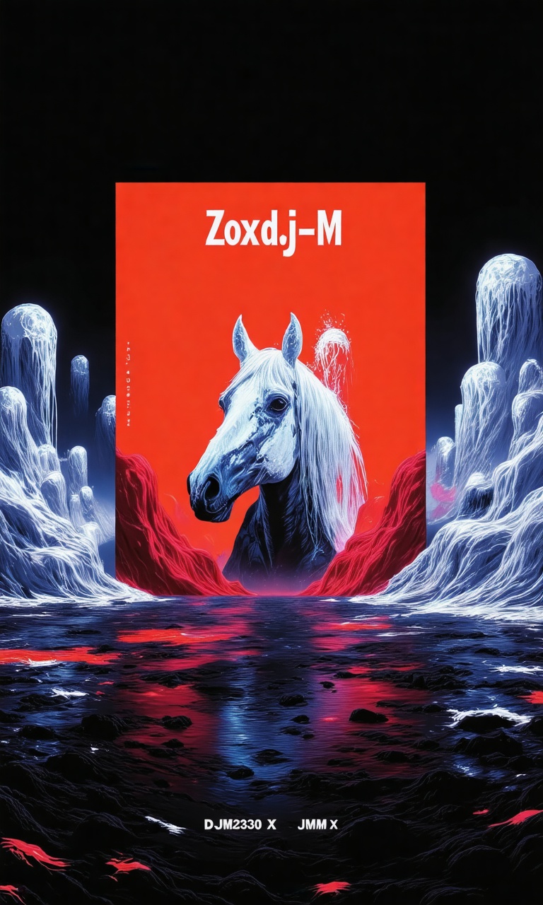 An album cover with the title "ZoxdjM-X1" written in a bold,  white font. The background of the album cover is a vibrant o...
