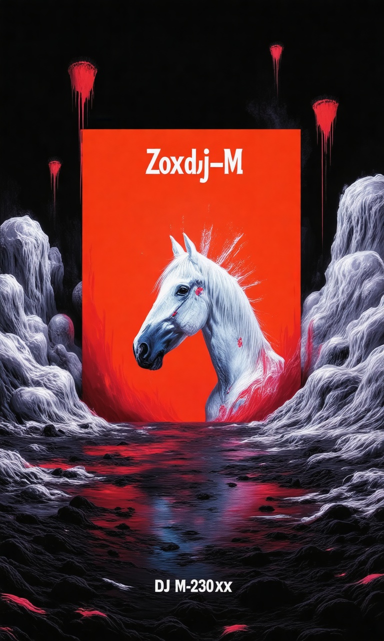 An album cover with the title "ZoxdjM-X1" written in a bold,  white font. The background of the album cover is a vibrant o...