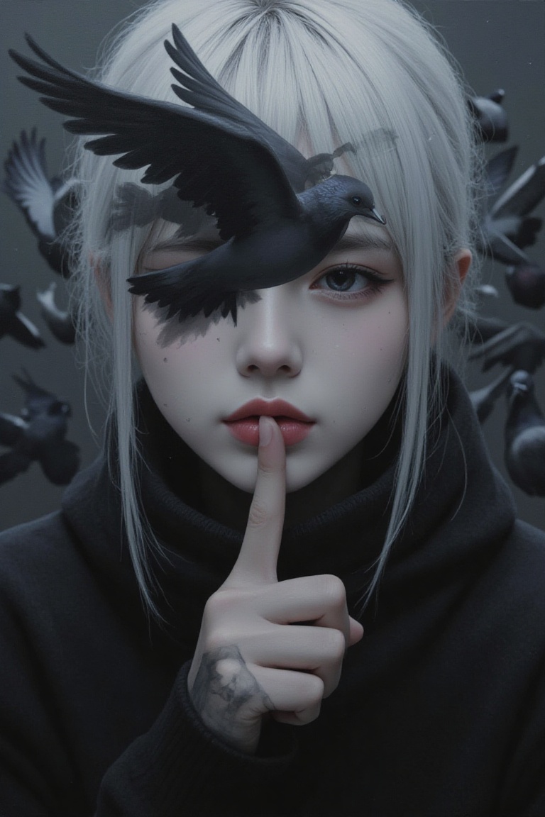 An Acrylic style painting that is expressive,  gives it a dynamic and emotional quality. Anime art of a stylized portrait...