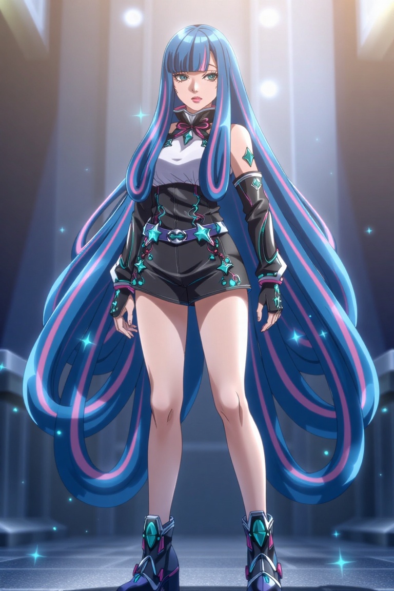 A stunning anime-style full-body portrait of Eida,  featuring her signature two-tone,  very long on Tensor.Art