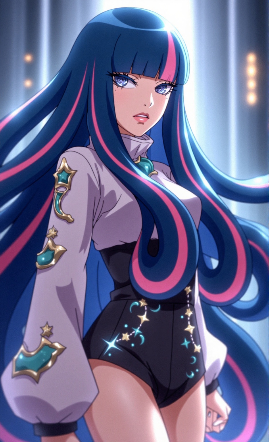 A stunning anime-style full-body portrait of Eida,  featuring her signature two-tone,  very long on Tensor.Art