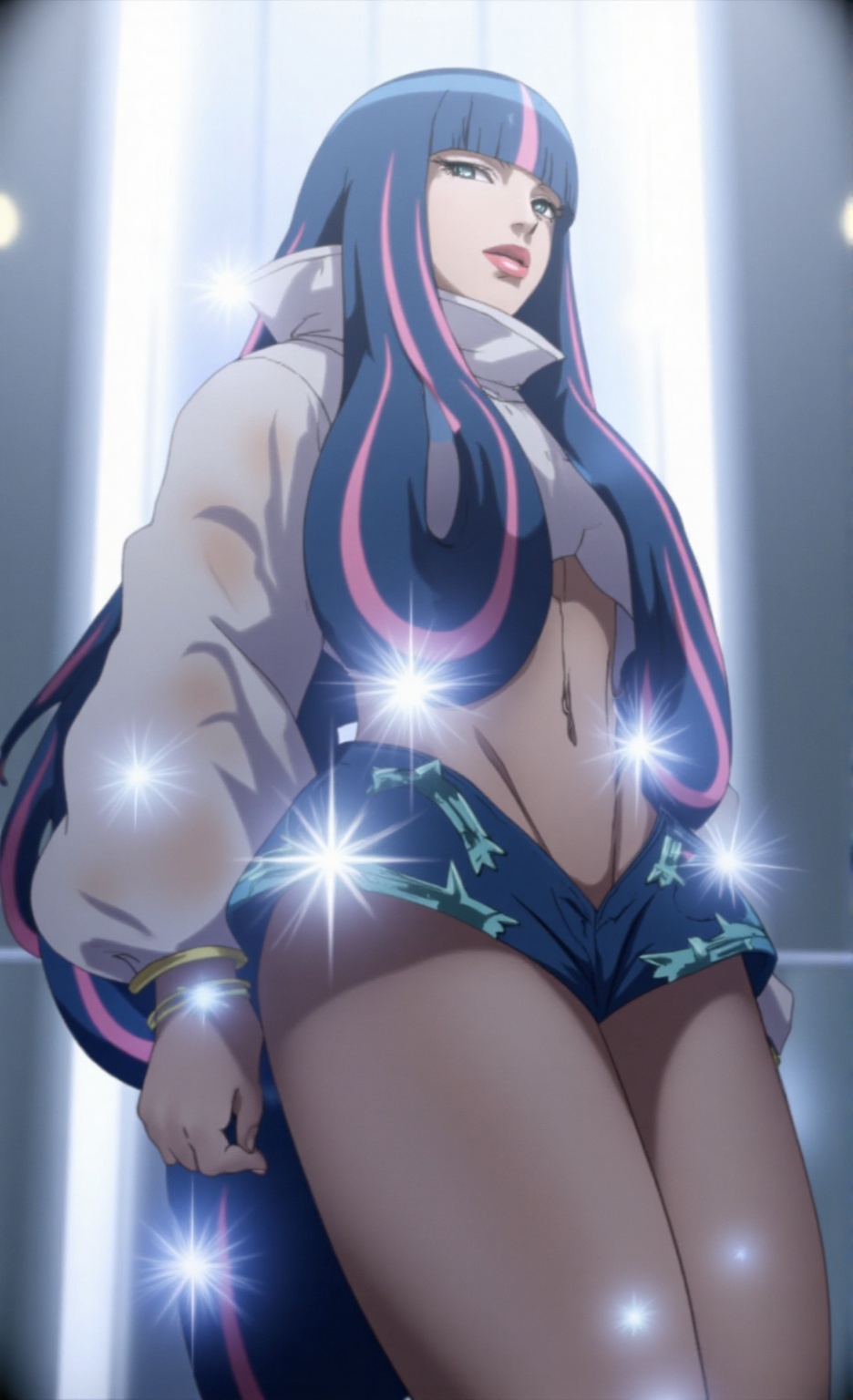 A stunning realistic full-body portrait of Eida,  featuring her signature two-tone,  very long on Tensor.Art