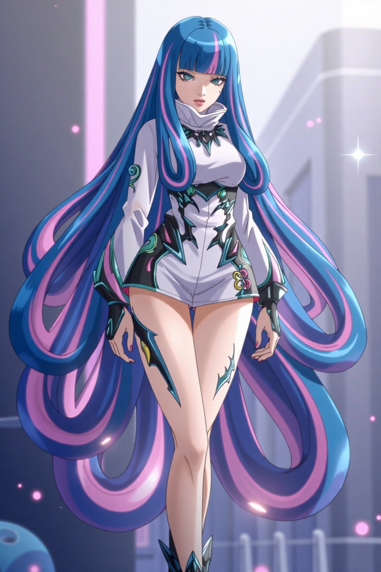 A stunning anime-style full-body portrait of Eida,  featuring her signature two-tone,  very long on Tensor.Art